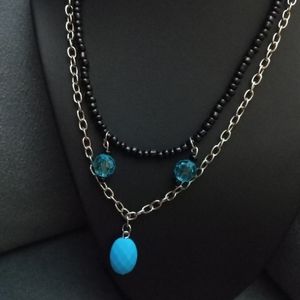 Gothic silver plated chain and crystal statement chain necklace choker statement